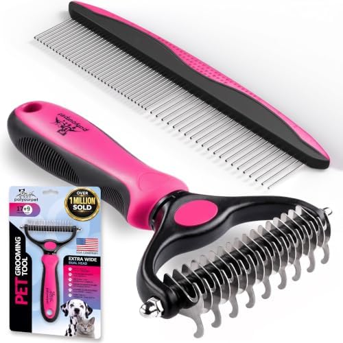 Pat Your Pet Deshedding Brush & Metal Comb Grooming Combo for Cats & Dogs by Pat+Your+Pet