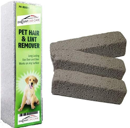 Pet Hair Remover Rock – 3 Pack Reusable Dog & Cat Hair Cleaner for Carpet, Upholstery & Auto Interiors – Easy Lint & Fur Removal Tool – No Roller or Brush by DiscountCarCareProducts