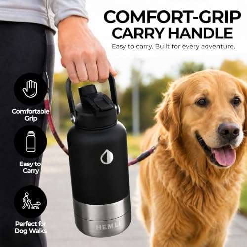 32 oz. Dog Water Bottle, Insulated Dog Travel Water Bottle, Stainless Steel Pet Water Bottle Dispenser, Portable Food and Water Bowl for Dogs for Walking Dog Canteen Travel Kit - Image 6