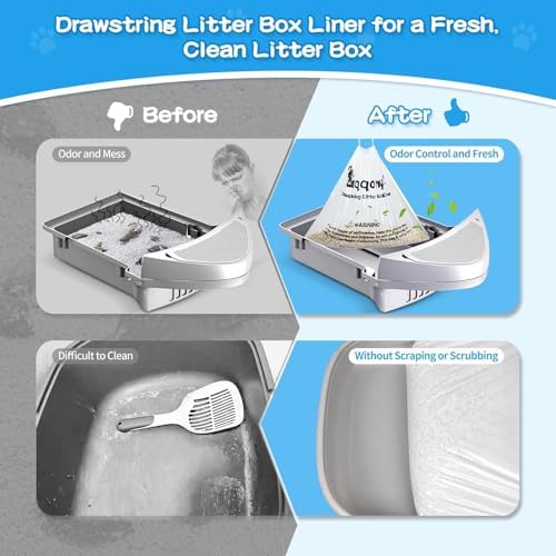 Litter Box Liners 100 Count - Compatible with Litter Robot 4 & 3, Leak-Proof Drawstring Waste Bags, Pre-Separated Clear Design (25.8" x 21"), Odor Control - Image 7