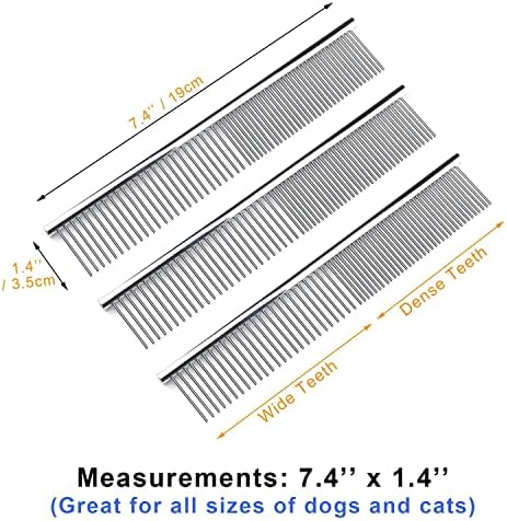 Kopal Stainless Steel Comb Set for Dogs and Cats, Pet Metal Brusher, Silver, Pack of 3 - Image 3