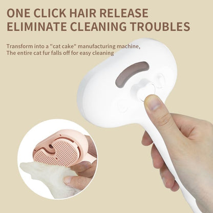 Pet Steam Brush for Dogs & Cats, 3-in-1 Mist Grooming Brush Shedding Hair Removal Comb, One-Click Self Cleaning Spray for Long Haired Pets, Comes with Empty Waterless Bottle for Shampoo, White - Image 2
