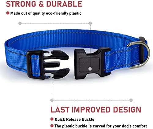 Reflective Dog Collar, Puppy Collar with Buckle Adjustable, Navy Blue XS - Image 2