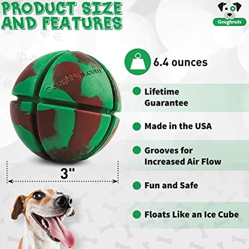 Goughnuts – Virtually Indestructible Ball - Guaranteed Dog Chew Toys for Aggressive Chewers Like Pit Bulls, German Shepherds, and Labs from 30-70 Pounds - Tough and Durable Natural Rubber - Green - Image 4