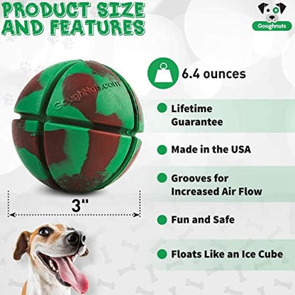 Goughnuts – Virtually Indestructible Ball - Guaranteed Dog Chew Toys for Aggressive Chewers Like Pit Bulls, German Shepherds, and Labs from 30-70 Pounds - Tough and Durable Natural Rubber - Green - Image 4