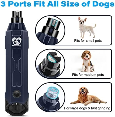 Casfuy 6-Speed Dog Nail Grinder - Newest Enhanced Pet Nail Grinder Super Quiet Rechargeable Electric Dog Nail Trimmer Painless Paws Grooming & Smoothing Tool for Large Medium Small Dogs (Blue) - Image 5