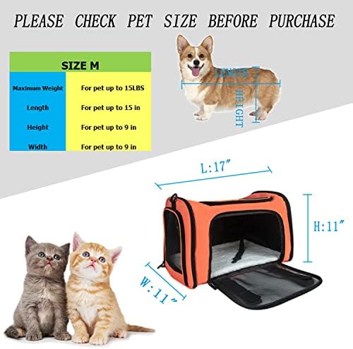 Soft Sided Carrier for Small Medium Cats Dogs,TSA Airline Approved Collapsible Travel Pet Carrier (Medium, Orange) - Image 4