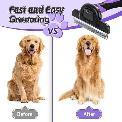 MIU COLOR Long Hair Pet Grooming Brush for Medium & Large Dogs &Cats,Purple - Image 4