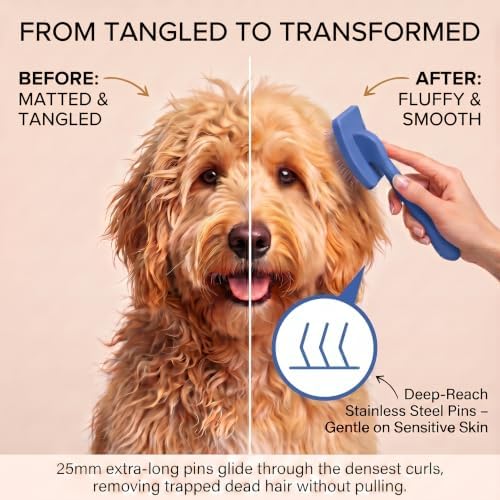 Slicker Brush for Dogs, Doodles, Poodles & Long Haired Cats - Image 3