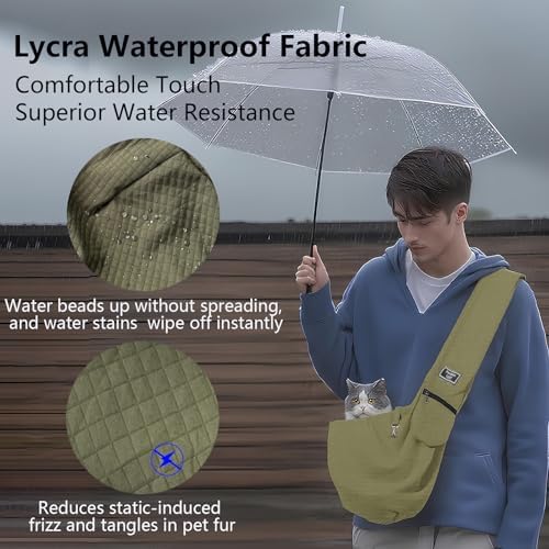 Dog Sling Water-Resistant Fabric for Small Dogs Cats 3-12 lbs,Green - Image 4