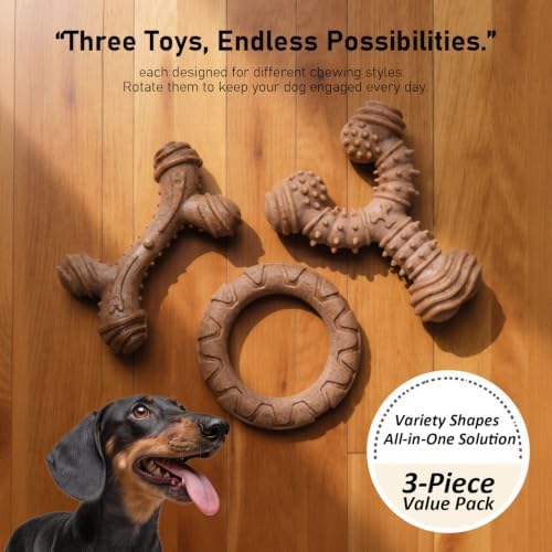 MECOOL Indestructible Dog Chew Toys for Aggressive Chewers 3PCS, Durable Bacon Flavored Nylon Bones for Small Dogs, Puppy Teething Toys, Long Lasting Nylon Dog Chews - Image 2