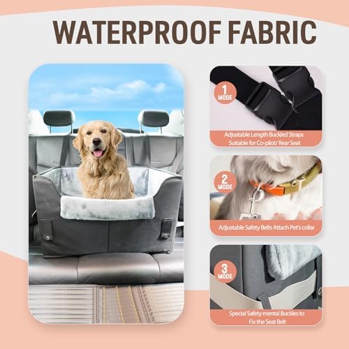 Dog Car Seat for Medium or Large Dogs Size Portable Car Booster Seat for Dogs with Harness and Thick Cushion, Perfect for Small Pet up to 45lbs(Black) - Image 6