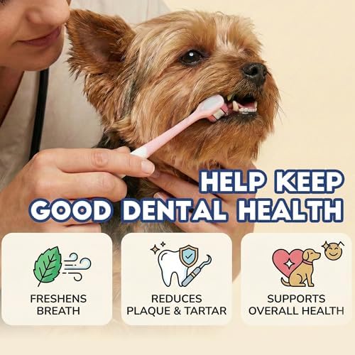 Small Dog Toothbrush, Puppy & Cat Tooth Brushing Kit, Ultra Soft Head Teeth Brush for Kitten & Tiny to Medium Pet, Doggy Toothbrushes Deep Dental Clean, 1 PCS, Pink - Image 3