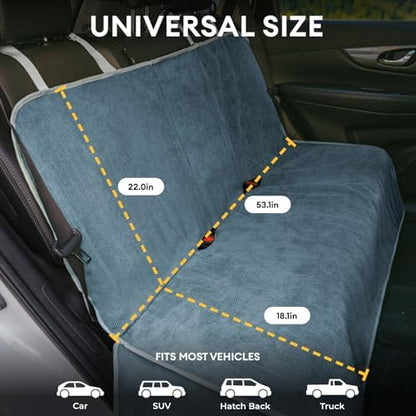 FUNNY FUZZY Dog Car Seat Cover for Back Seat, Back Seat Pet Cover for Dogs Waterproof, Scratchproof Dog Backseat Cover, Non-Slip Bench Car Seat Protector, Universal Fit Most Cars, SUVs, Trucks, Blue - Image 2