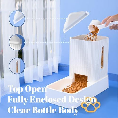 Automatic Cat Feeder and Water Dispenser 2Pcs, Dog Gravity Food Feeder and Water Bowl for Small Medium Pets Puppy Kitten, 3.5L/118.36oz Large Capacity, Easy to Clean (White) - Image 4