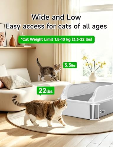 2PACK Stainless Steel Litter Boxes with Lid, Large Metal Pan Include Scoop - Image 7