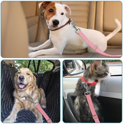 Adjustable pet cat and Dog car seat Belt，The Lanyard is Flexible and Adjustable from 20 to 33 inches (Black + Pink) - Image 6