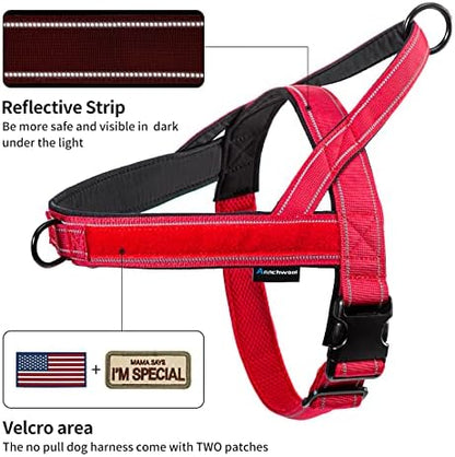 Annchwool No Pull Dog Harness with Padded Handle+5 Ft Leash,Reflective Strip Escape Proof and Quick Fit to Adjust Dog Harness,Easy for Training Walking for Small & Medium and Large Dog(Red-Set,M) - Image 2