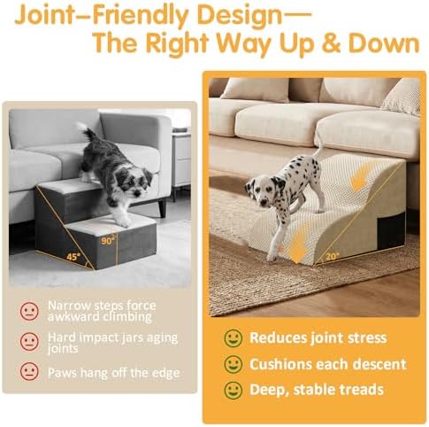 Topmart High Density Extended Foam Dog Ramp&Steps 2 Tiers - Image 2