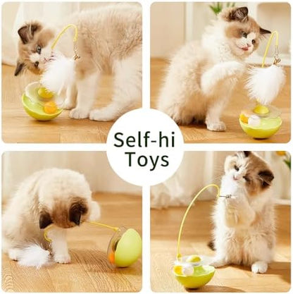 PAZ'S GIFT Interactive Cat Toy, 3-in-1 Teaser with Rolling Ball Track, Catnip Dancer for Indoor Cats - Image 4