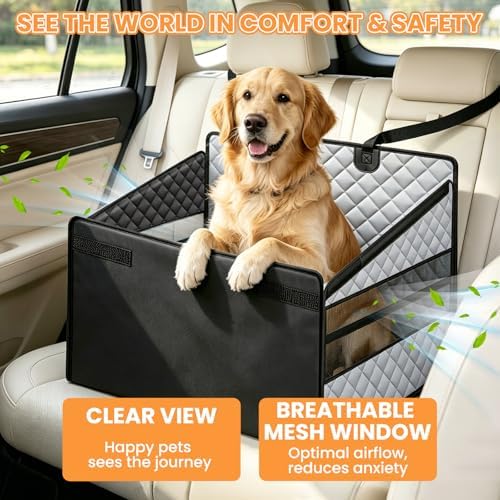 Large Dog Car Seat, Back Seat Extender for Dogs with Mesh Windows, Foldable Pet Car Seat with Hard Bottom, Waterproof Pet Seat Cover for Cars, Trucks and SUVs - Image 6
