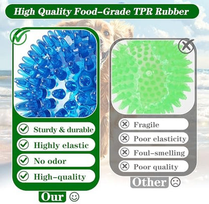 4.5″ Squeaky Dog Balls 4 Color Dog Toys Balls for Medium Large Dogs Pet Puppy Chew Toys for Teething No Odor Durable Spiky Balls for Teeth Cleaning and Training for Large Dogs (Large) - Image 7