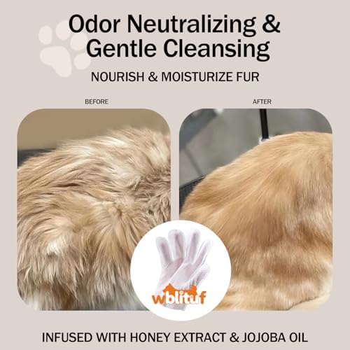Pet Glove Wipes, Disposable Grooming Mitts for Dogs and Cats, Waterless Bath, Lick-Safe, with Jojoba Oil, Honey Extract and Shea Butter, 20 Count (Extra Thick, 20 Count-Glove Wipes) - Image 5