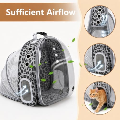 Expandable Cat Carrier Backpack with Bubble Window, Black and White - Image 4