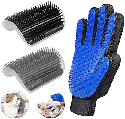 Dbuy 3 Pack Cat Grooming Set - Self Groomer Massage Combs with Catnip, Mitts Brush Gloves for Short and Long Fur, Hair Remover Tool by D-buy