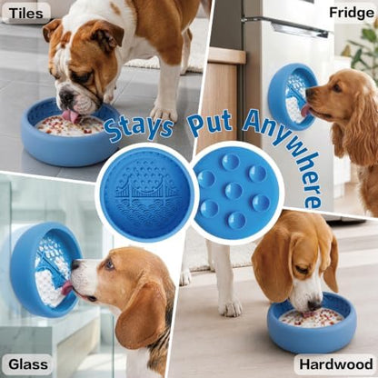 Dog Lick Bowl & Slow Feeder Lick Mat, Blue, Small - Image 4