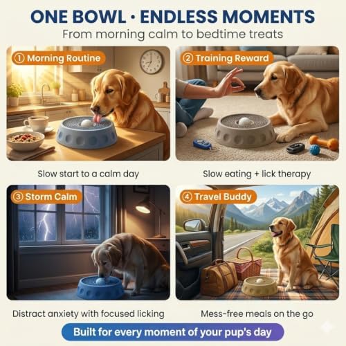 Dog Licking Bowl with Rolling Ball, Dog Lick Bowl, Slow Feeder Dog Bowls, Lick Mat for Dogs with Silicone BPA-Free Food-Grade Suction Base for Yogurt Bone Broth Peanut Butter - Image 7