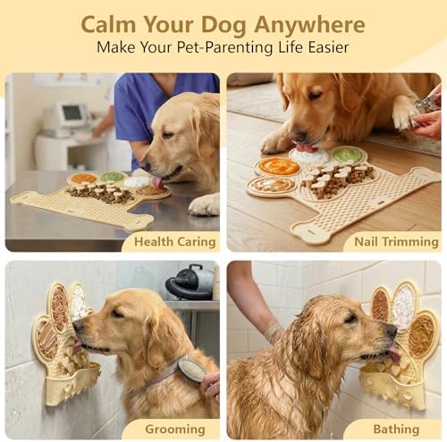 Dog Lick Mat with Suction Cups, Slow Feeder & Enrichment Mat for Dogs & Cats, Silicone Feeding Mat for Wet & Dry Food, Anxiety Relief, Mess-Free Foldable Pocket Design, Yellow - Image 5