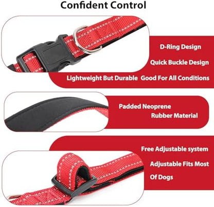 Reflective Dog Collar, Adjustable Nylon for Puppy, Red XS - Image 4