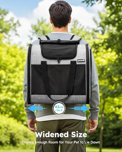 Pecute Cat Backpack with Widened Interior Space, Upgraded Dog Backpack Carrier with Various Ways to Carry, Pet Backpack with Breathable Mesh, Pet Travel Carrier with Soft Padded, Reinforced Support - Image 2