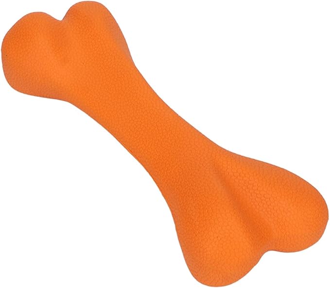 Rubber Dog Toy, Tough Dog Bone Toy Durable Dog Chew Toy Hard Rubber Bone for Dogs Indestructible Dog Toys Dental Dog Toy for Teeth(S-Orange)
