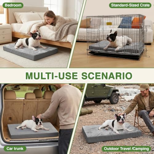 Waterproof Dog Bed Medium Size Dog, Washable Crate Pad 30" Orthopedic Gray - Image 4