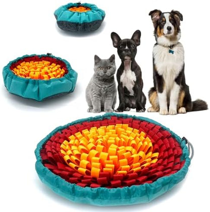 Dog Snuffle-Mat Slow-Feeder-Bowl - Simulating Grassland for Boredom, Encourages Natural Foraging Skills for Pet, Treat Indoor Outdoor Stress Relief（Tricolor） by NEECONG