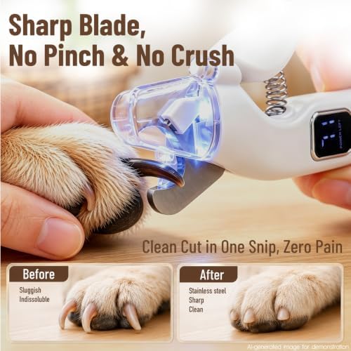 2-in-1 Dog Nail Clippers with LED Light, Rechargeable Pet Nail Grinder for Small Dogs & Cats, 4-Speed Quiet Painless Claw Trimmer with 2026 Upgraded Safety Guard to Avoid Overcutting - Image 3