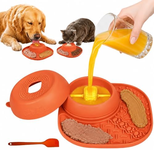 Slow Feeder Dog Bowls, Lick Mat & Interactive Rolling Ball, Dishwasher Safe by XZSNLYZ