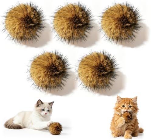 5Pcs Cat Toy Faux Rabbit Fur Ball, Rabbit Fur Ball Cat Toy, Soft Fluffy Cat Toy Ball, Furry Catnip Toy Ball for Indoor Cats, Washable & Fun to Chase for Exercise and Bonding by Unknown