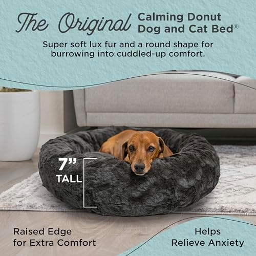 Best Friends by Sheri Original Calming Donut Dog Bed, Mink Dark Gray, 23" - Image 2