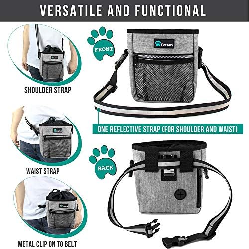 PetAmi Dog Treat Pouch, Pet Treat Pouch For Training, Dog Walking Bag Holder for Kibbles, Pet Food Toy, Dog Trainer Essentials Supplies, Poop Bag Dispenser, 3 Ways to Wear (Heather Gray) - Image 4