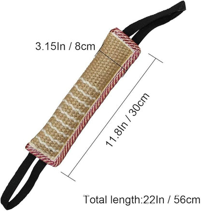 DGSL Dog Tug Toy, Tug of War Dog Toy Jute Bite Pillow with 2 Handles for Puppy Training Interactive Play, Fetch, K9 Suitable for Small Medium Large Dogs (4 red)