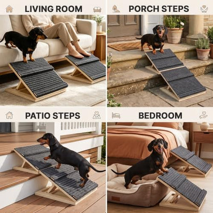 2 Pack Dog Ramp for Stairs, Foldable Dog Stair Ramp with Triangular Support - Image 4
