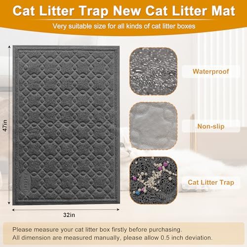 47" x 32" XL Large Cat Litter Box Mat, Scatter Control, Waterproof - Image 2