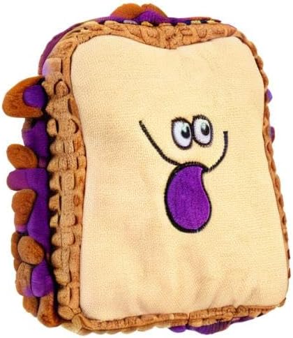 TrustyPup Tough 'N Fun PBJ Squeaky Plush Dog Toy, Chew Guard Technology - Tan, Medium (71151)