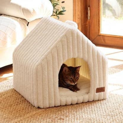 FUKUMARU Cat Bed Cave, Enclosed Washable Covered Dog Bed with Support Frame - Image 5