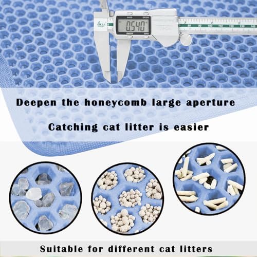 Cat Litter Mat, Double Layer Cat Litter Box Mat (45x26 Inch, Blue) - Image 5