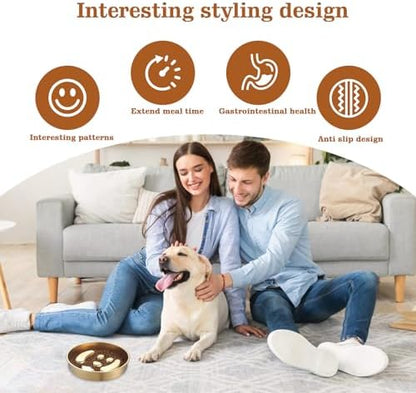 Golden Stainless Steel Slow Feeder Dog Bowls – Non-Slip Metal Dog Bowl for Large & Medium Breeds, Puppy Puzzle Feeder – 2 Cup Capacity for Small to Big Pets – Durable Slow Feed Dog & Cat Food Dish - Image 7