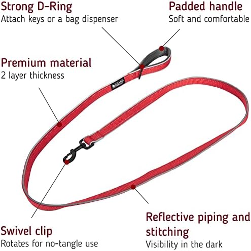 Leashboss 6ft Ultra Comfort Double-Thick Soft Padded Handle Reflective Leash for Large, Medium, and Small Dogs/Puppies | Heavy Duty Nylon - Image 2